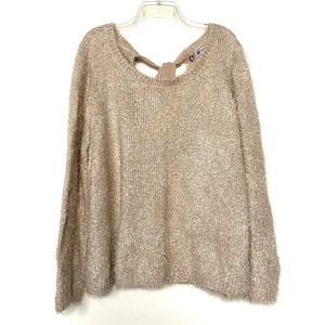 Jennifer Lopez Cream Fuzzy Sweater